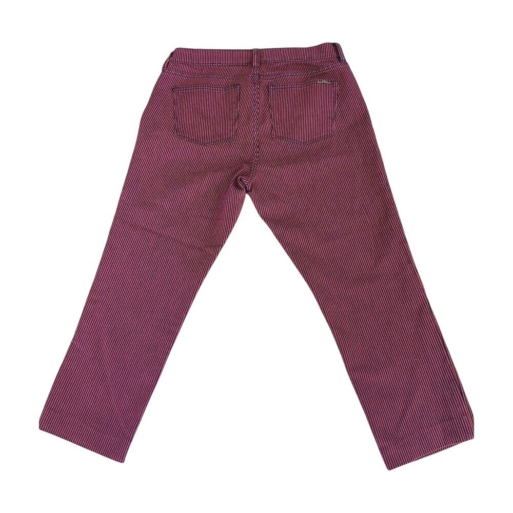Lauren Ralph Lauren Straight Leg Pinstripe Pants Burgundy Navy Blue Women 10P - Picture 3 of 7